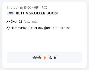 Boost hammarby vs Anderlecht