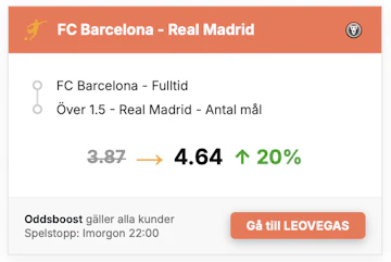 Boost till Barcelona vs Real Madrid