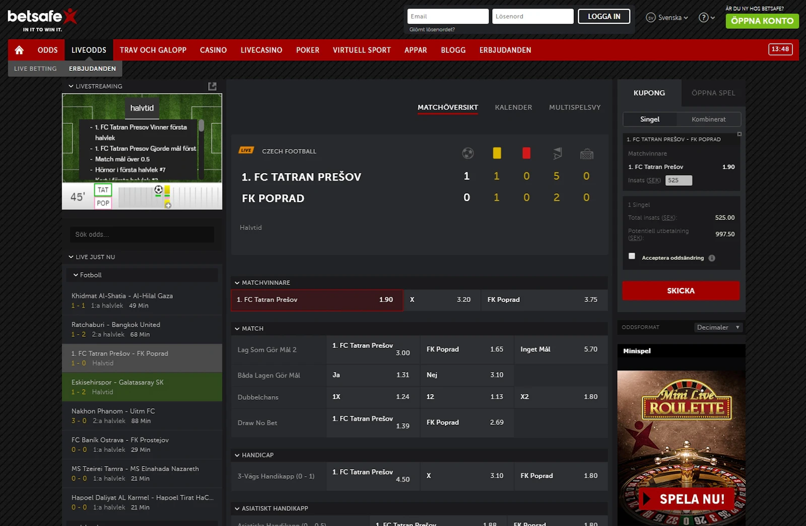 Betsafe Liveodds