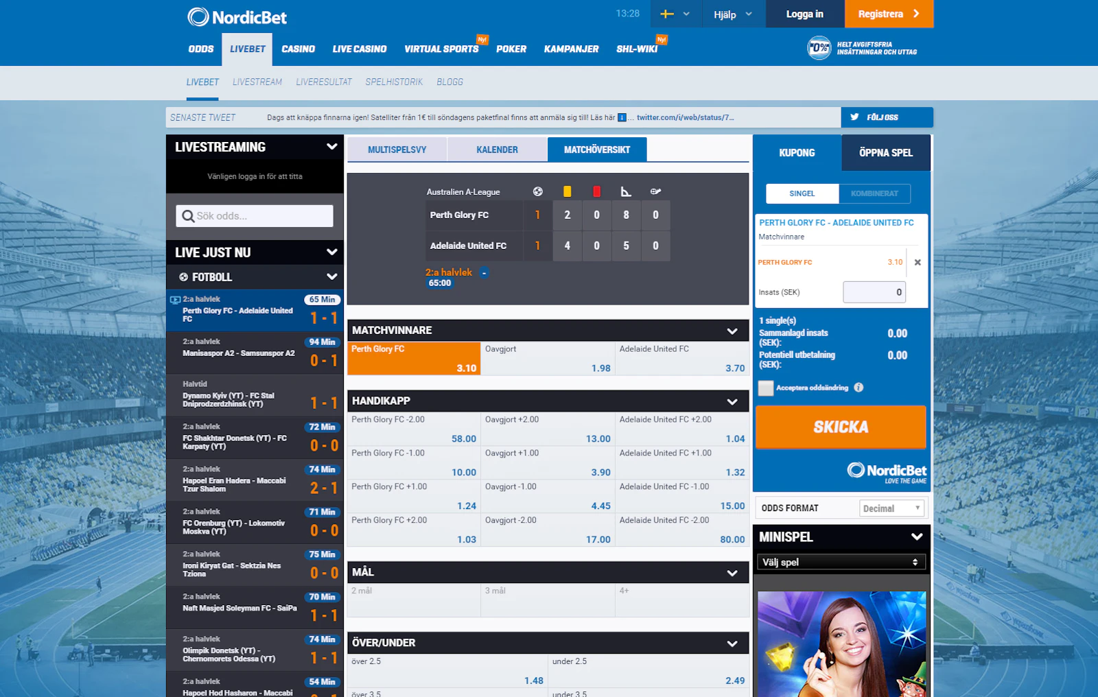 Nordicbet Liveodds