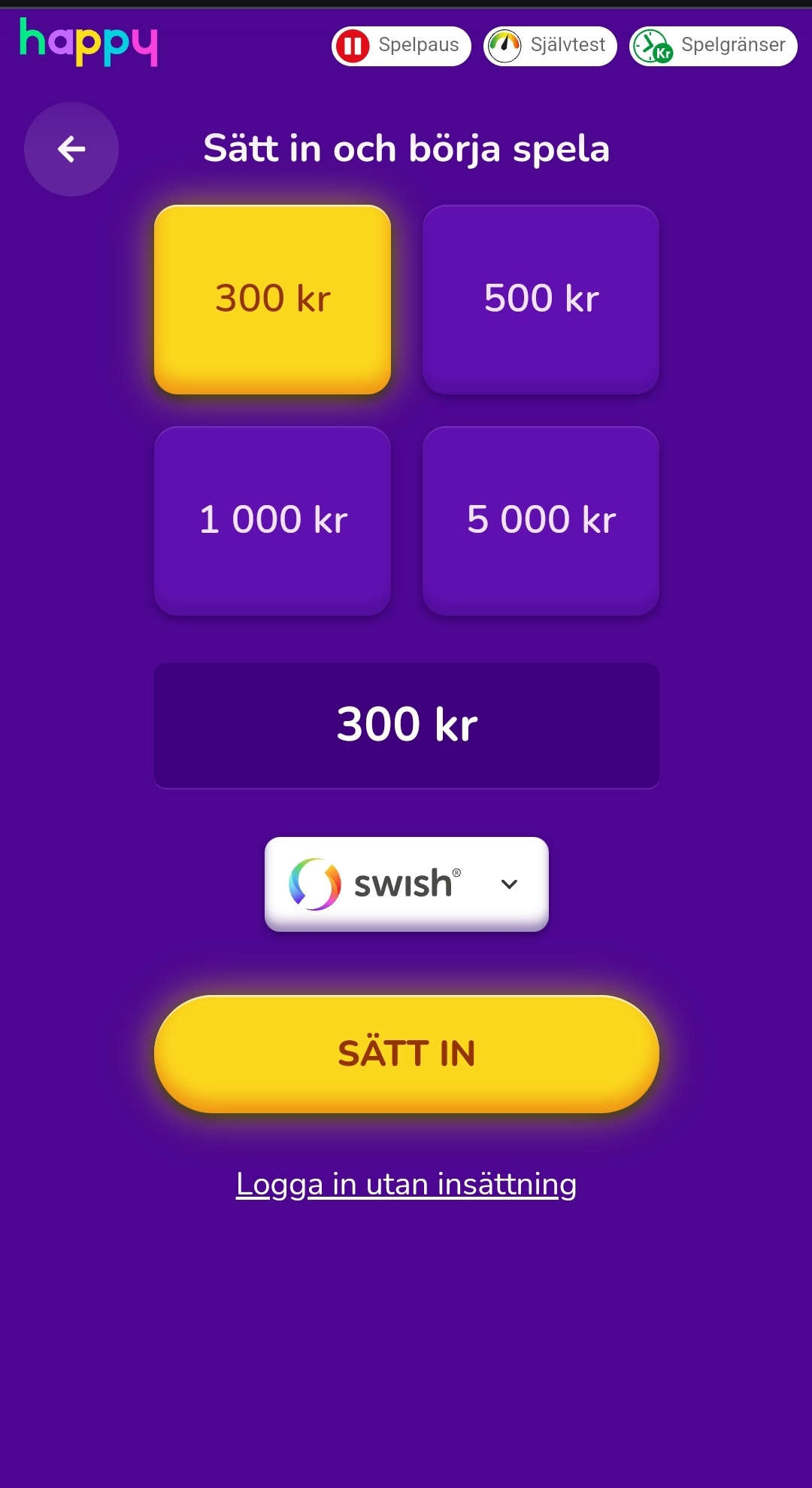 Happy Sports insättning