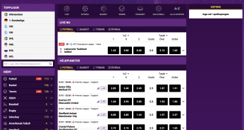 Lucky Sports startsida