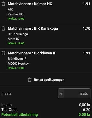 Odds Bethard trippel i Hockeyallsvenskan
