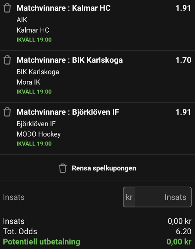 Odds Bethard trippel i Hockeyallsvenskan