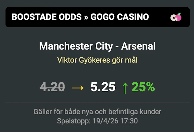 Oddsboost Man City Arsenal