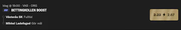 Oddsboost Vasteras Orgryte