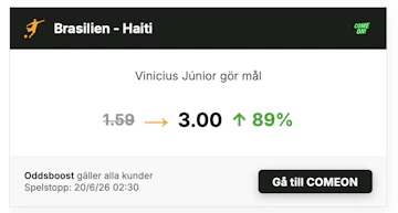 Vinicius Junior boost hos comeon