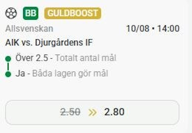 Aik djurgården oddsboost