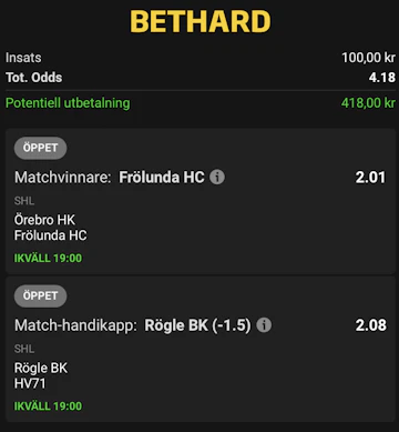 SHL-dubbel hos Bethard