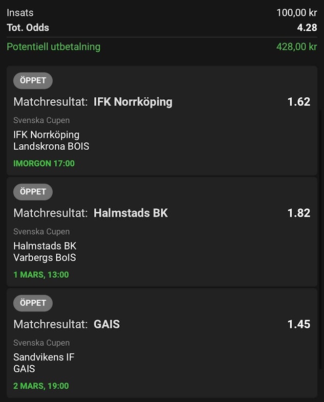 Trippel hos Bethard i Svenska Cupen