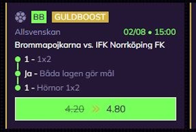 Bp norrköping oddsboost