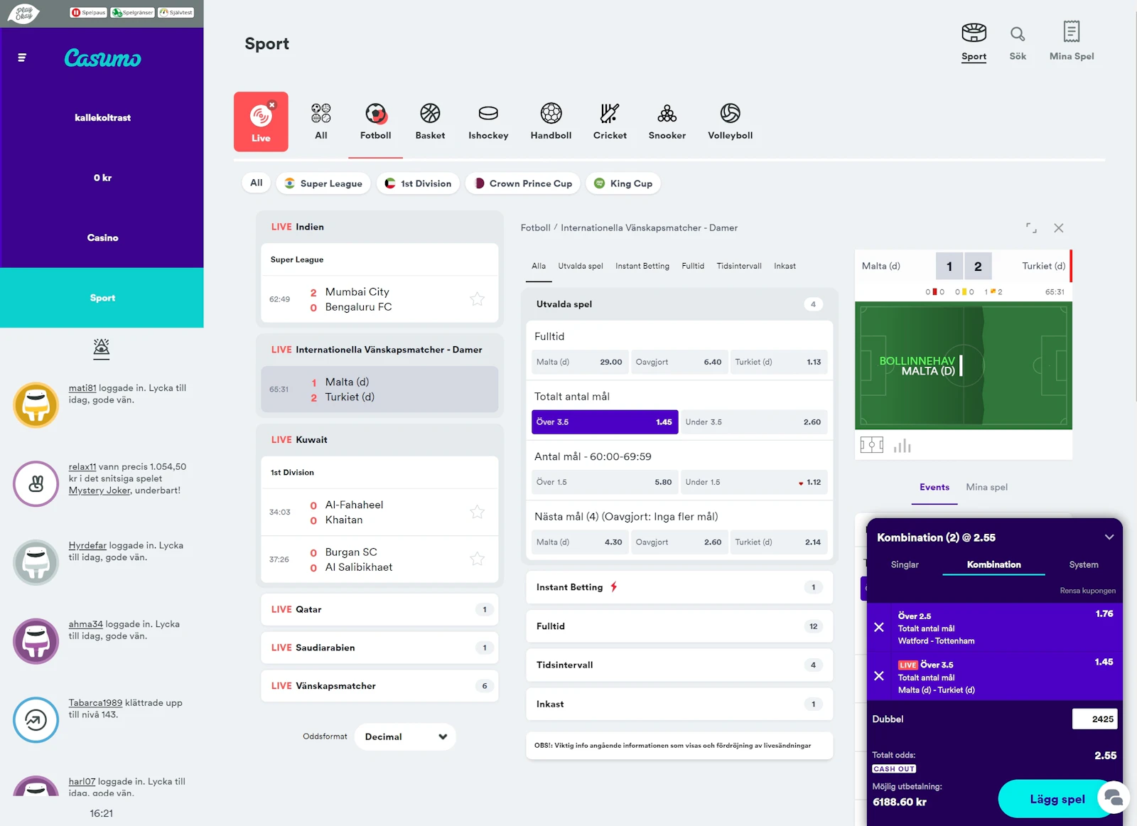 Casumo Liveodds