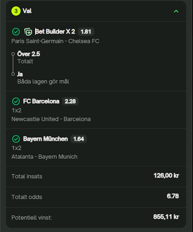 Champions league trippel