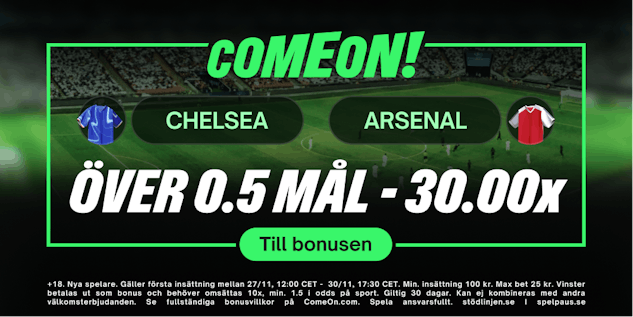 bonusboost chelsea - arsenal 30.00x