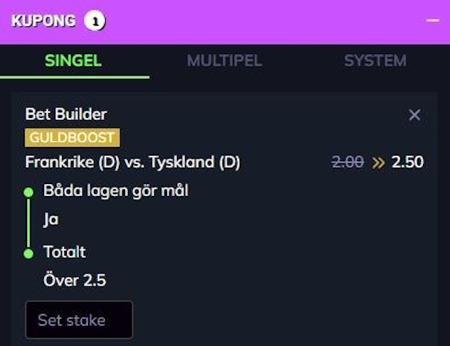 Frankrike tyskland oddsboost