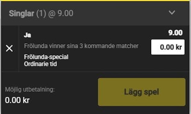 Frolunda tre matcher