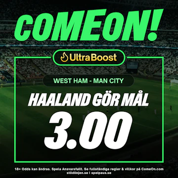 Boostad odds på Haaland hos ComeOn