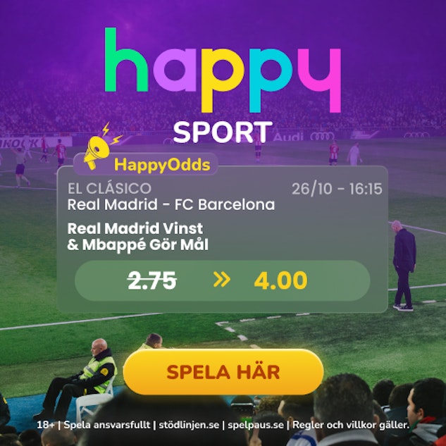 Oddsboost på Mbappe till 4.00 hos Happy Sports