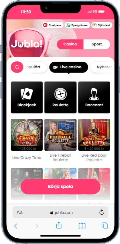 Jubla casino live casino mobil