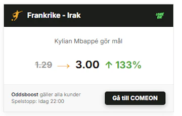 oddsboost mbappe mot Irak fotbolls-vm