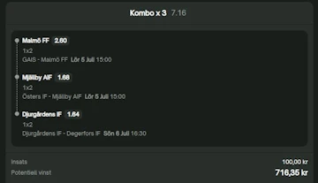 Oddsboost allsvenskan trippel