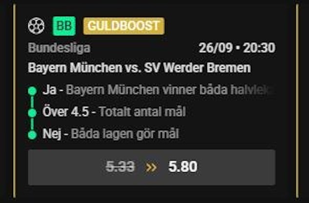 Oddsboost bayern bremen