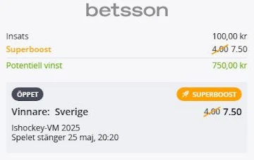 Oddsboost betsson vm