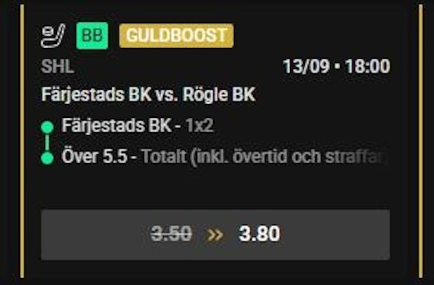 Oddsboost farjestad rogle shl
