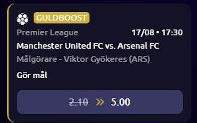 Oddsboost manunited arsenal