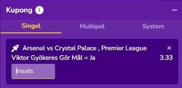 Oddsboost viktor arsenal