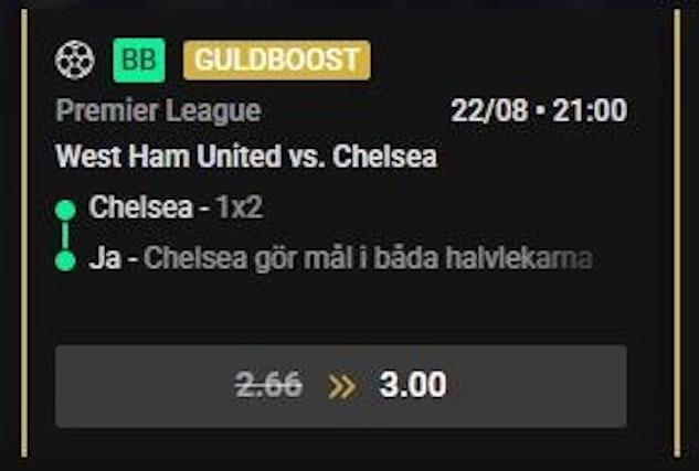 Oddsboost westham chelsea