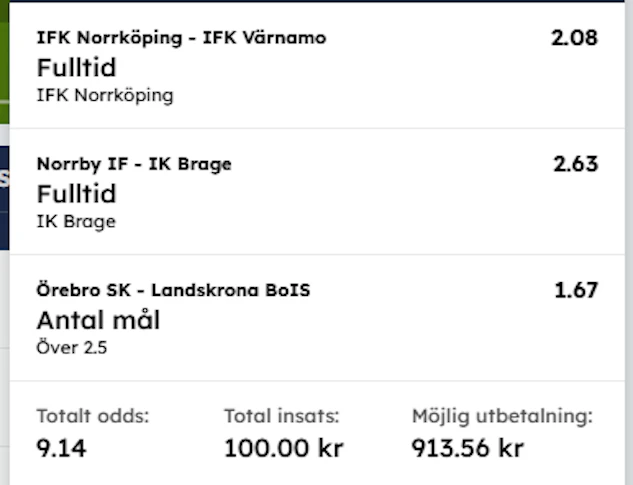 Superettan omg1 trippel