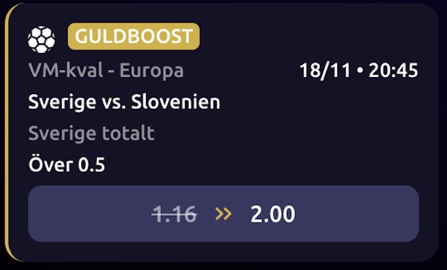 Oddsboost på Sverige - Slovenien