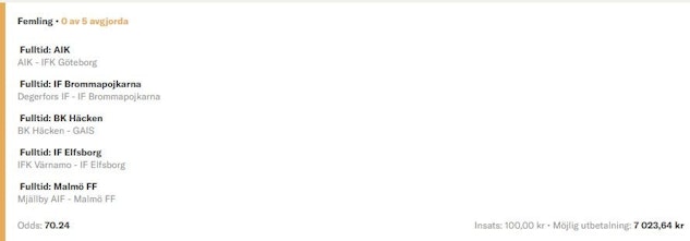 Trippel allsvenskan 70x