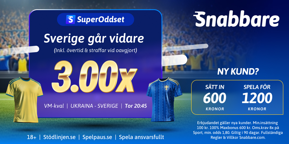 Sverige boostas med 70 % inför ödesmatchen mot Ukraina